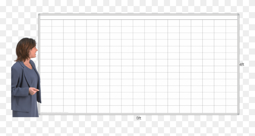 800x399 Big Magnetic Whiteboard Organizer - Grid Pattern PNG