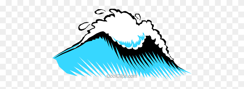 480x247 Big Wave Royalty Free Vector Clipart Ilustración - Surfing Wave Clipart