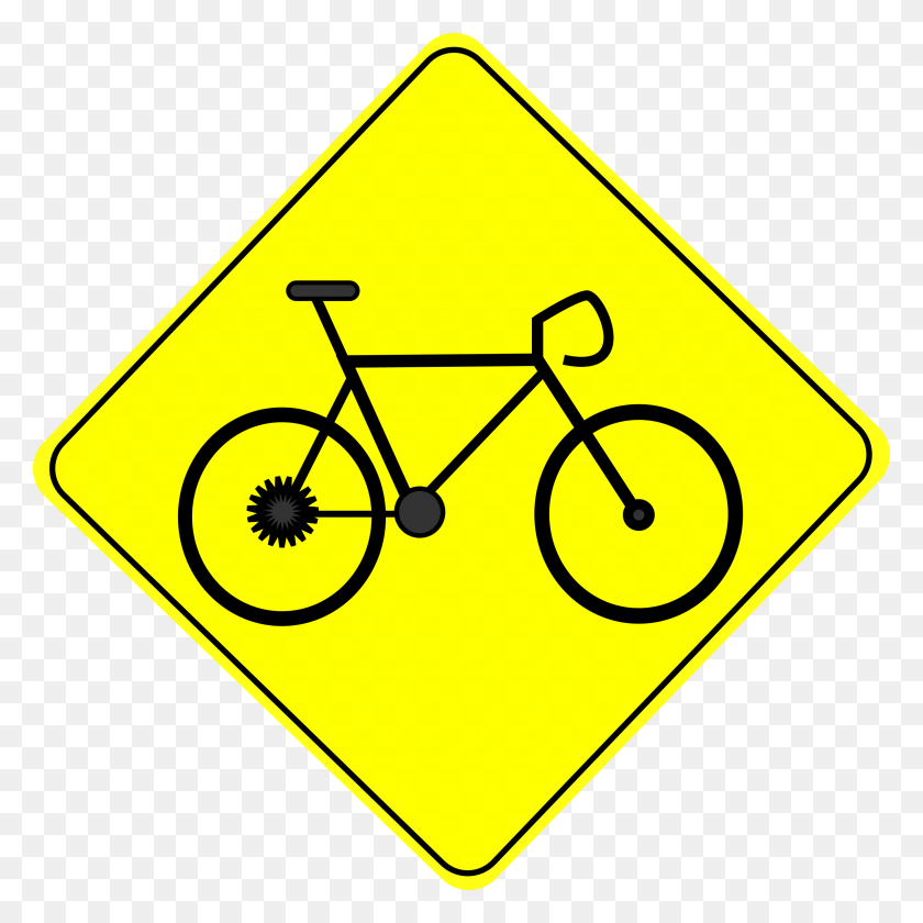 2400x2400 Bike Crossing Caution Road Sign - Road Sign PNG
