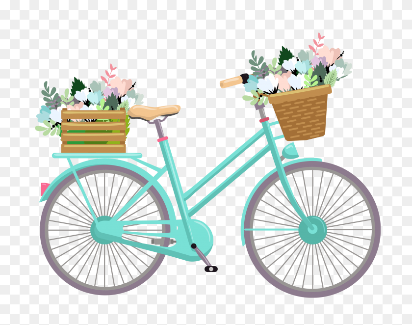 3300x2550 Bike With Flowers Clipart - Basket Of Flowers Clipart