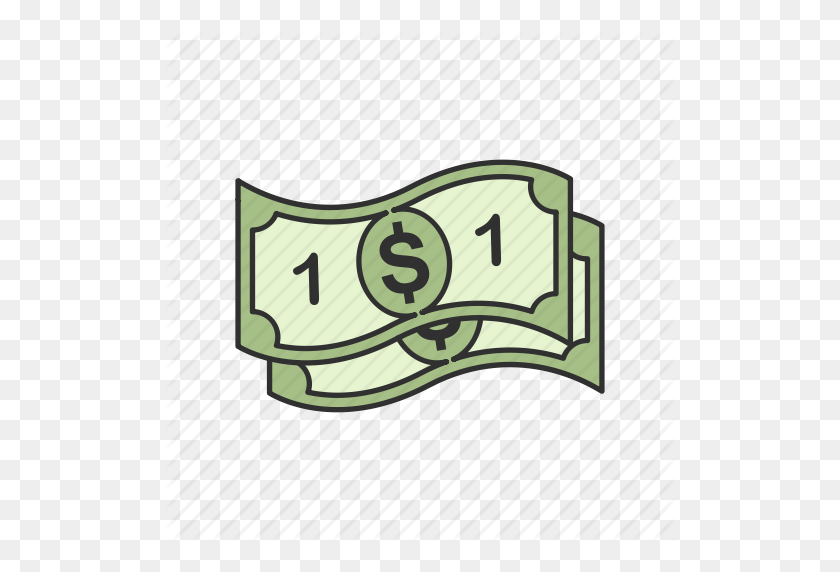 512x512 Bill, Cash, Dollars, One Dollar Icon - One Dollar Bill Clipart