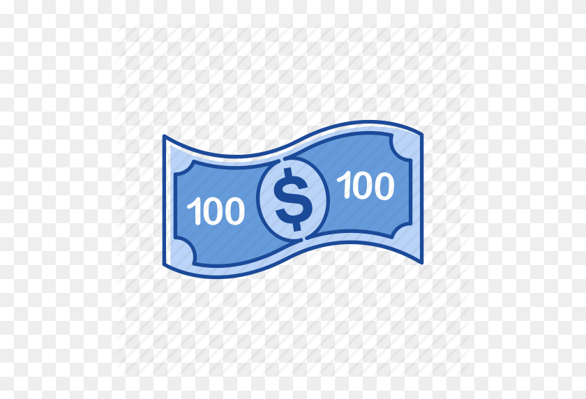 512x512 Bill, Cash, Money, One Hundred Dollars Icon - Hundred Dollar Bill PNG