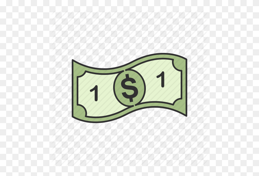 512x512 Bill, Cash, One Dollar, One Dollar Bill Icon - Hundred Dollar Bill PNG