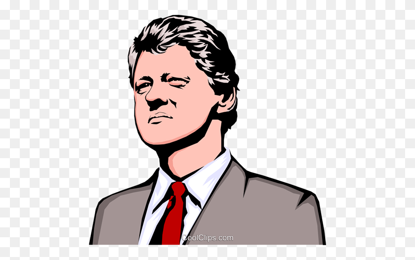 480x466 Bill Clinton Royalty Free Vector Clipart Ilustración - Bill Clinton Clipart