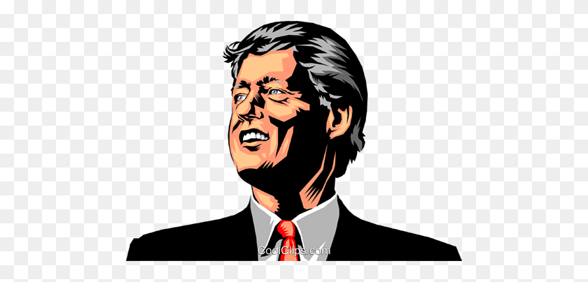 480x344 Bill Clinton Royalty Free Vector Clipart Ilustración - Bill Clinton Clipart