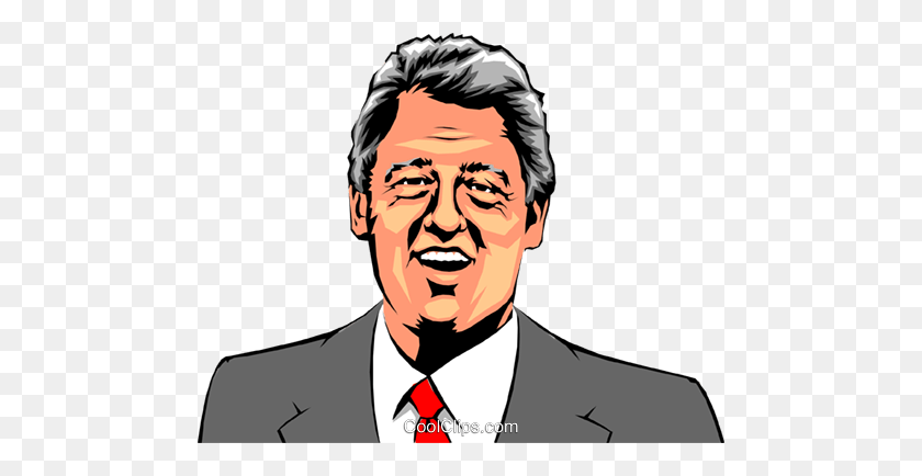 480x374 Bill Clinton Royalty Free Vector Clipart Ilustración - Bill Clinton Clipart