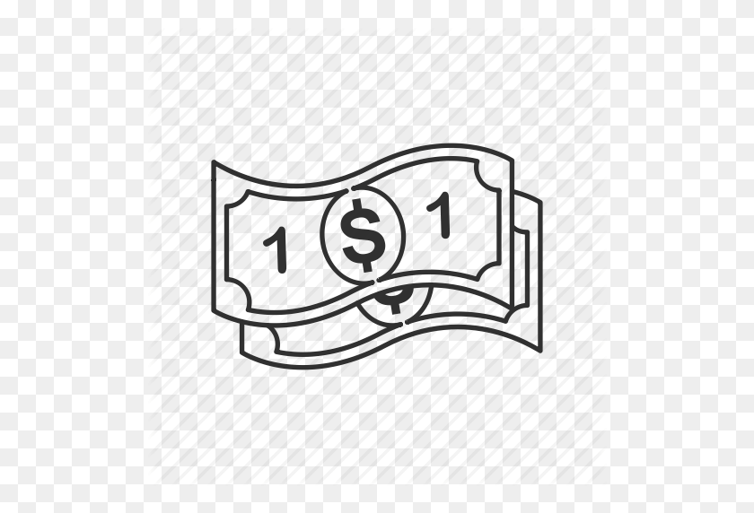 512x512 Билл, Доллар, Деньги, Один Значок, Иконка Для Одной Долларовой Банкноты - Клипарт Одна Долларовая Банкнота