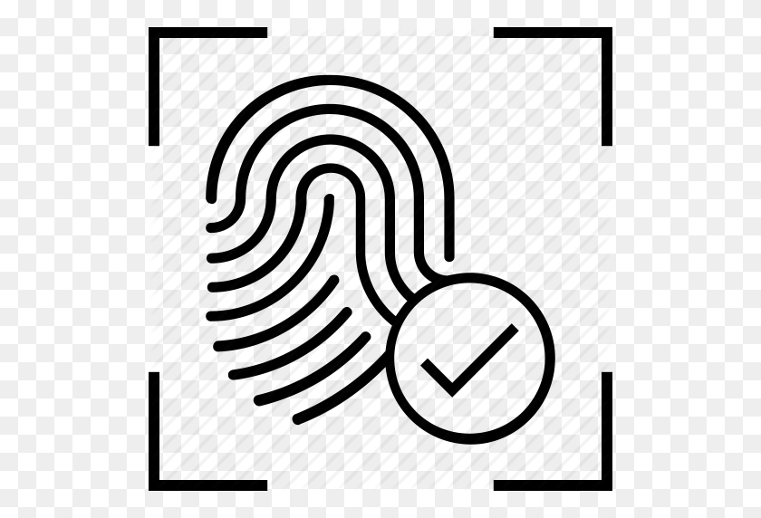 512x512 Биометрические Данные, Идентификация, Идентификация И Правильный, Отпечаток Пальца, Значок Галочки - Отпечаток Пальца Png