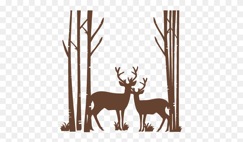 432x432 Birch Trees With Deer Scrapbook Cute Clipart - Forest Silhouette PNG