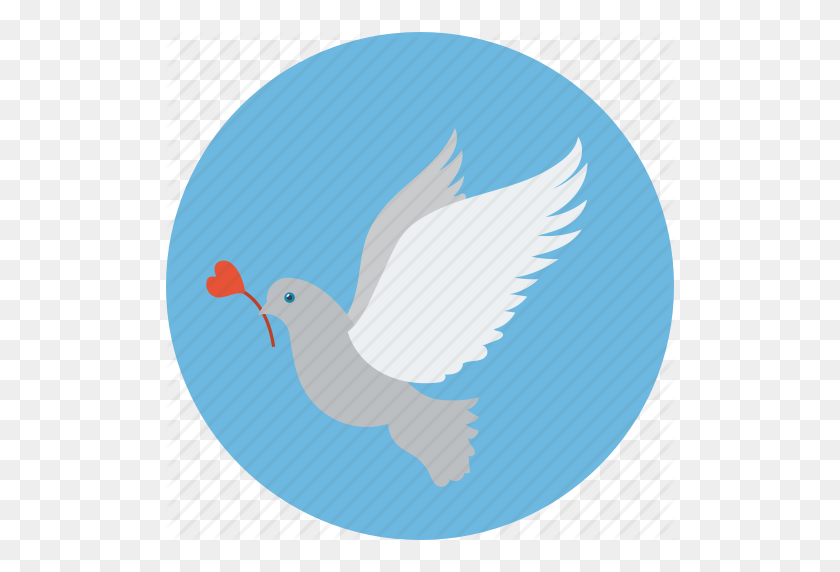 512x512 Bird And Rose, Dove Of Peace, Dove With Rose, Flying Dove, Glowing - Glowing Circle PNG