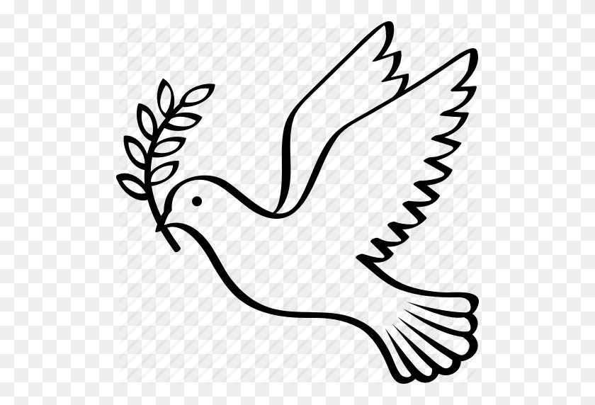 512x512 Bird, Branch, Dove, Flying, Olive, Peace, Symbol Icon - White Dove PNG