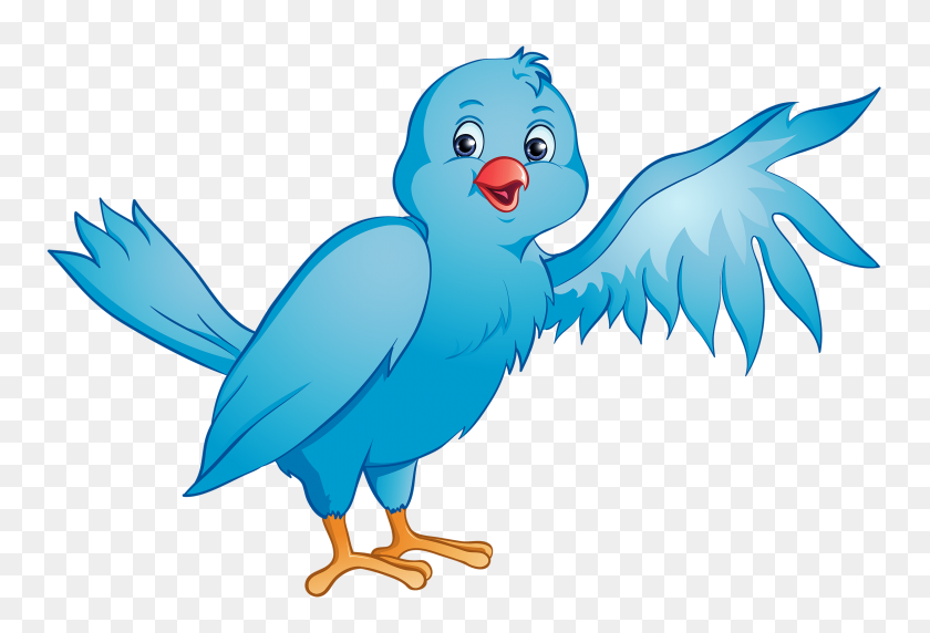 2500x1642 Bird Clipart Image Clip Art Cartoon Of A Blue Bird Standing Up - Tail Clipart