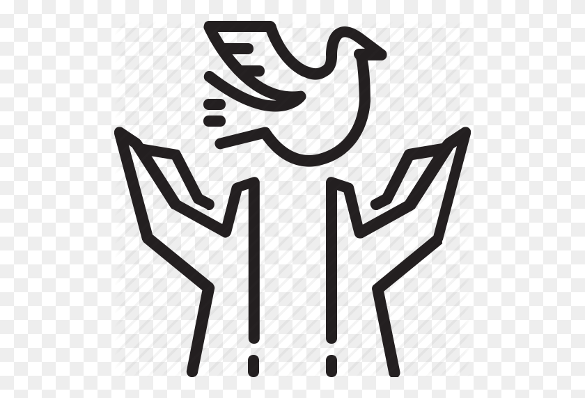 512x512 Птица, Голубь, Рука, Человек, Мир, Значок Права - Картинка Знак Мира Рука