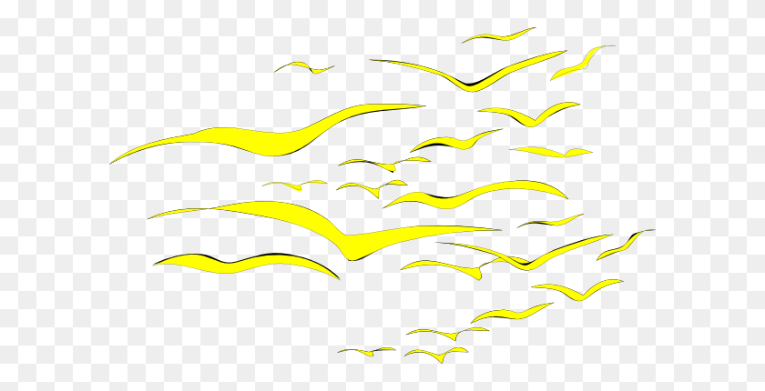 600x370 Bird Flock Yellow Clip Art - Flock Of Birds Clipart