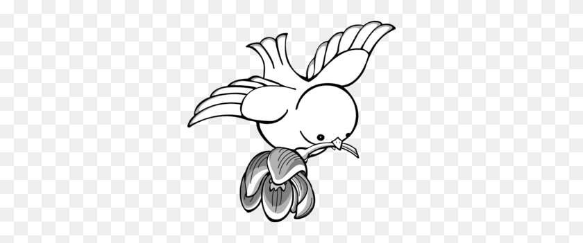 300x291 Bird Flying With Flower Png, Clip Art For Web - Flying Car Clipart