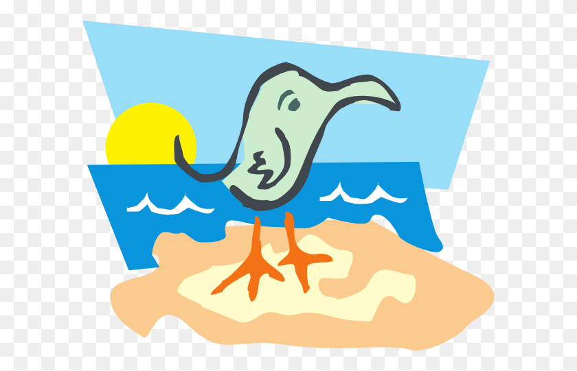 600x481 Pájaro En Una Playa Clipart - Ocean Scene Clipart