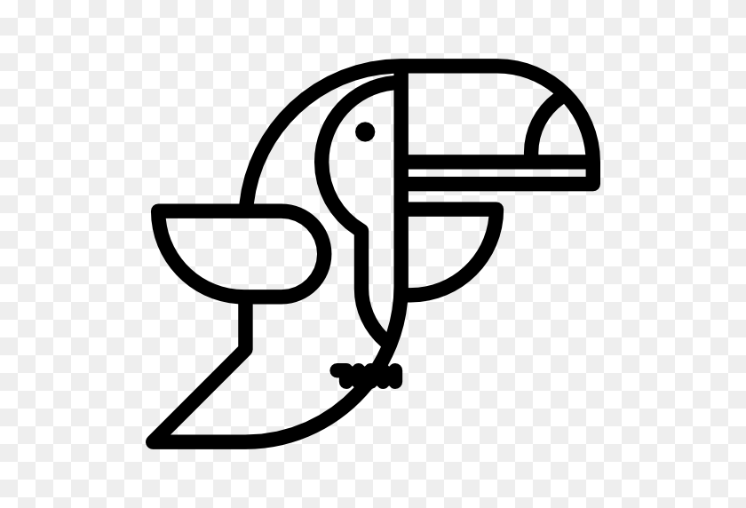 512x512 Pájaro, Tucán, Animales, Vida Salvaje, Icono Del Reino Animal - Imágenes Prediseñadas De Tucán En Blanco Y Negro