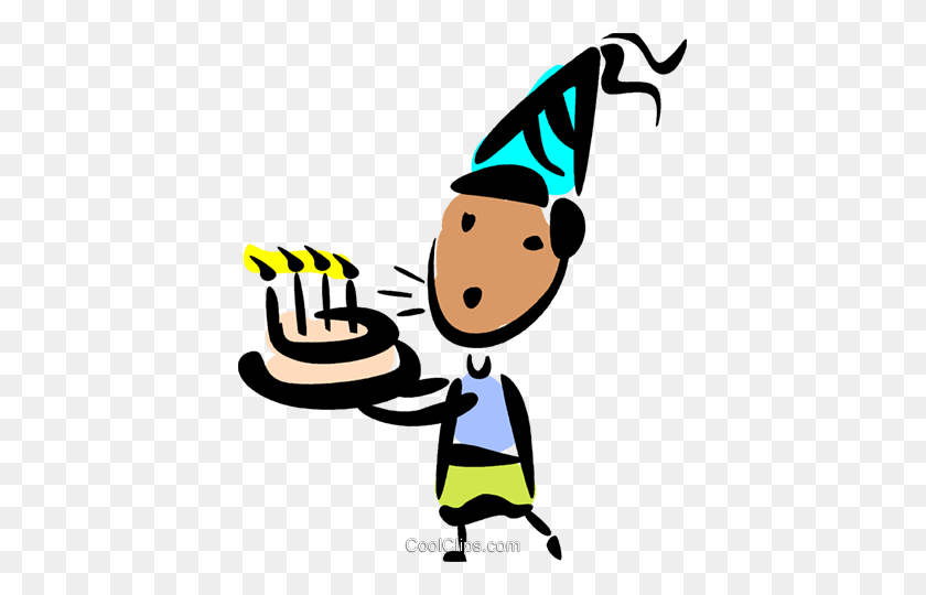 407x480 Birthday Boy Blowing Out The Candles Royalty Free Vector Clip Art - Birthday Boy Clipart