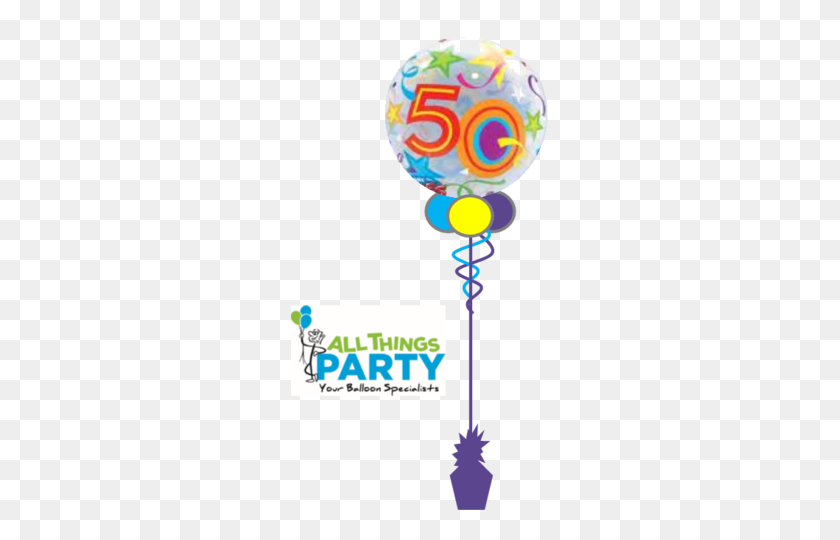 257x480 Birthday Bubble Balloon Multi Coloured - 50th Birthday Clip Art