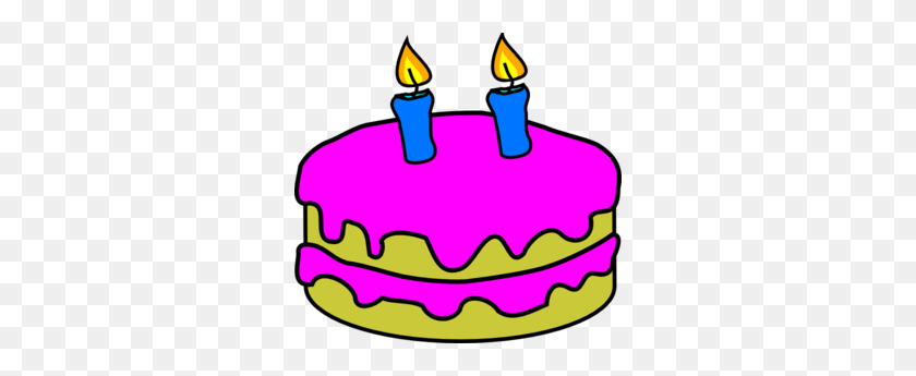 300x285 Свечи На День Рождения Торт Картинки - Розовый Торт Клипарт