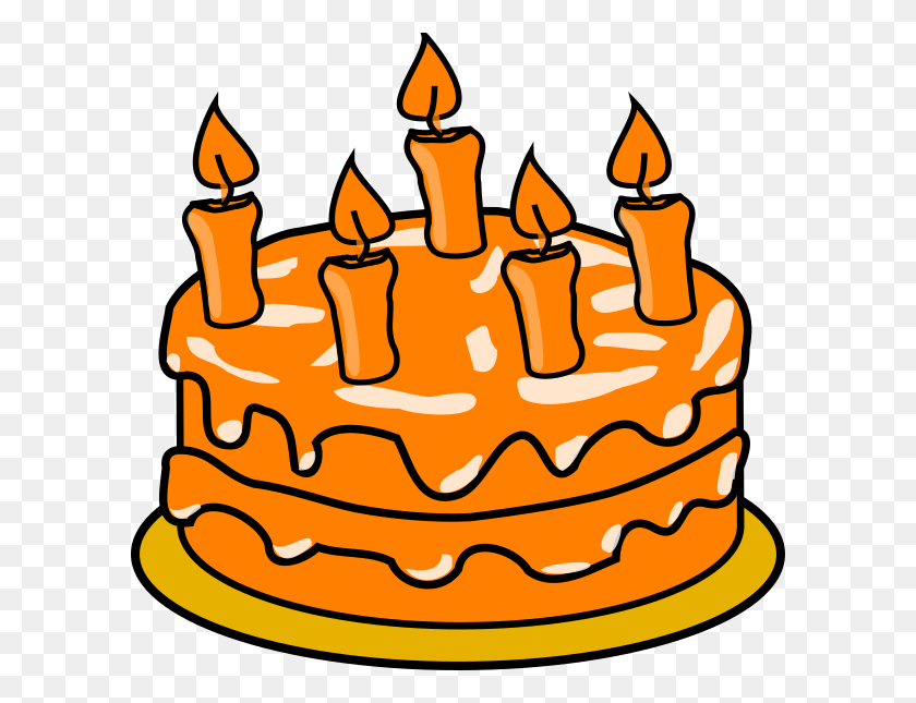 600x585 Birthday Cake Clip Art Orange - Tiered Cake Clipart