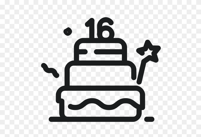 512x512 Birthday, Cake, Sixteen, Sweet Icon - Sweet 16 PNG