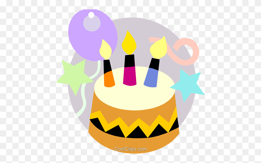 480x465 Birthday Cake With Balloons Royalty Free Vector Clip Art - Free Clipart Birthday Balloons