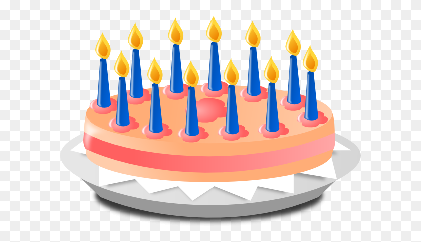 600x422 Торт Ко Дню Рождения Со Свечами Клипарт Прозрачный - Торт Png