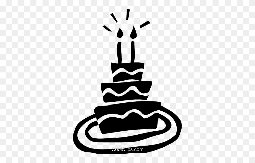 359x480 Birthday Cakes Royalty Free Vector Clip Art Illustration - Birthday Cake Clipart Black And White