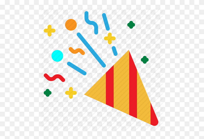 512x512 Cumpleaños, Celebración, Cono, Confeti, Icono De Fiesta - Cumpleaños Confeti Png
