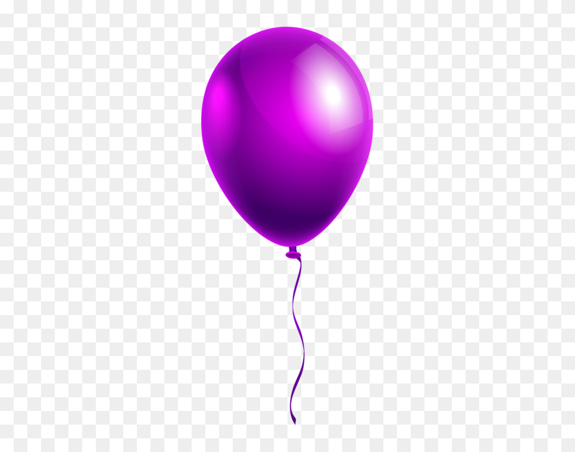 259x600 Воздушные Шары На Клипсе На День Рождения, Фиолетовые - Клипарт С Одним Воздушным Шаром