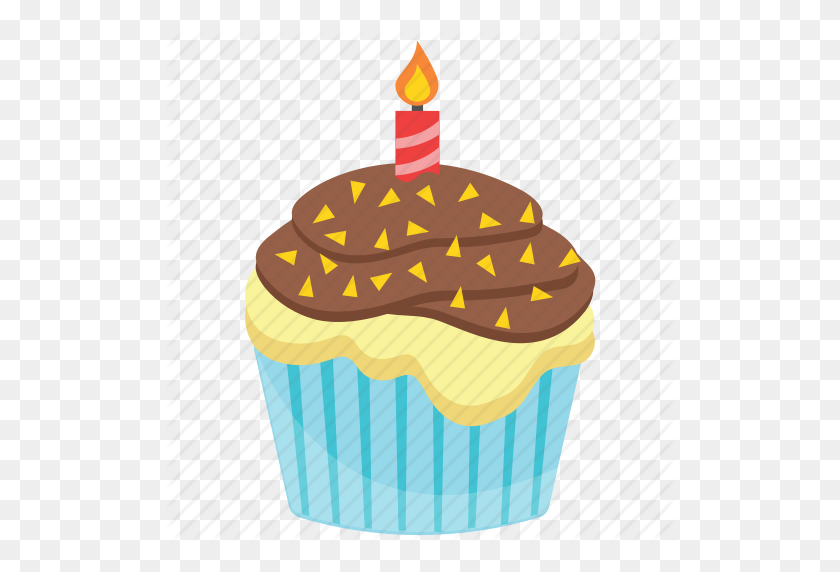 512x512 Birthday Cupcake, Birthday Muffin, Chocolate Cupcake, Cupcake - Birthday Cupcake PNG