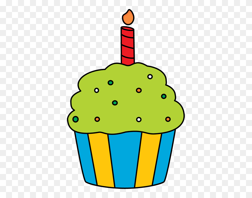 393x600 Birthday Cupcake Clip Art - Number One Clipart