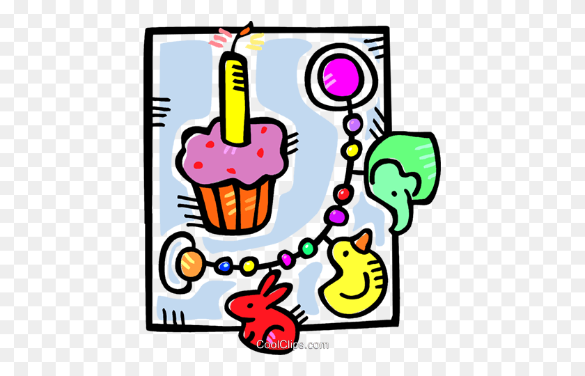 427x480 Birthday Cupcake Royalty Free Vector Clip Art Illustration - Birthday Cupcake Clipart