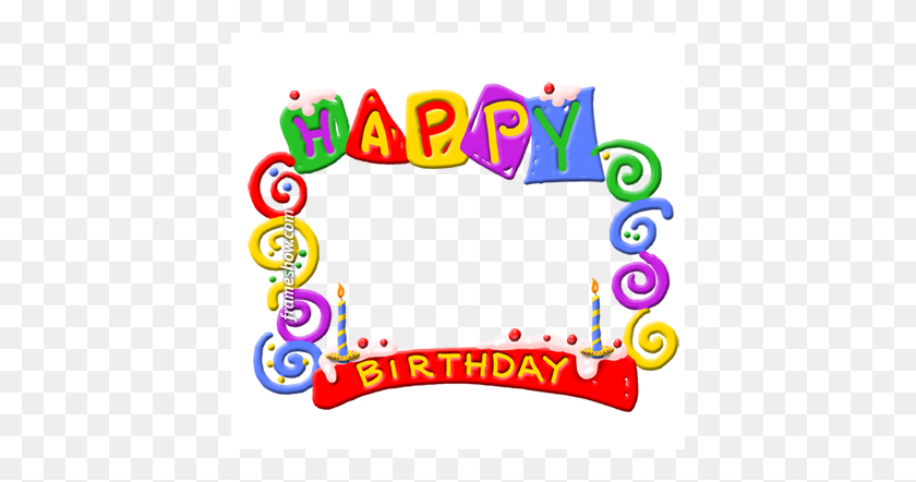 416x382 Birthday Frame Group With Items - Happy Birthday Frame PNG