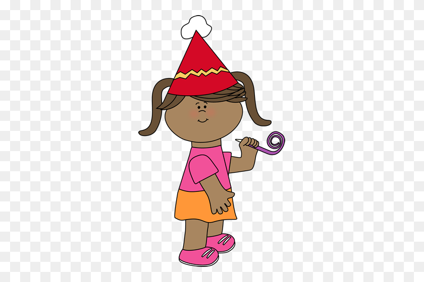 291x500 Birthday Girl With Party Whistle Clip Art - Shy Girl Clipart
