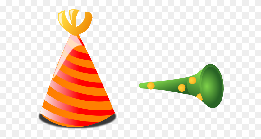600x388 Birthday Hat And Horn Clip Art - Orange Cone Clipart