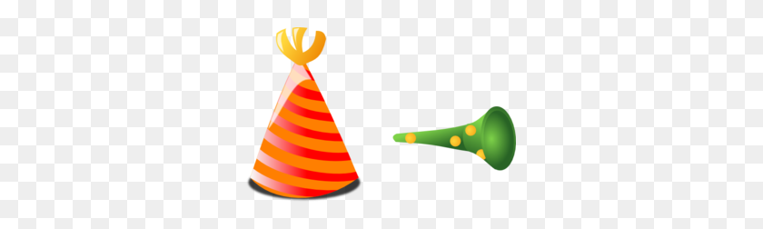 297x192 Birthday Hat And Horn Clip Art - Party Blower Clipart