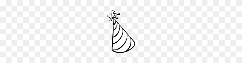 160x160 Birthday Hat Clip Art Black And White - Party Hat Clipart Black And White