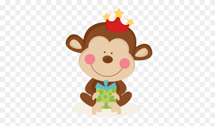 432x432 Birthday Monkey Scrapbook Cute Clipart - Party Blower Clipart