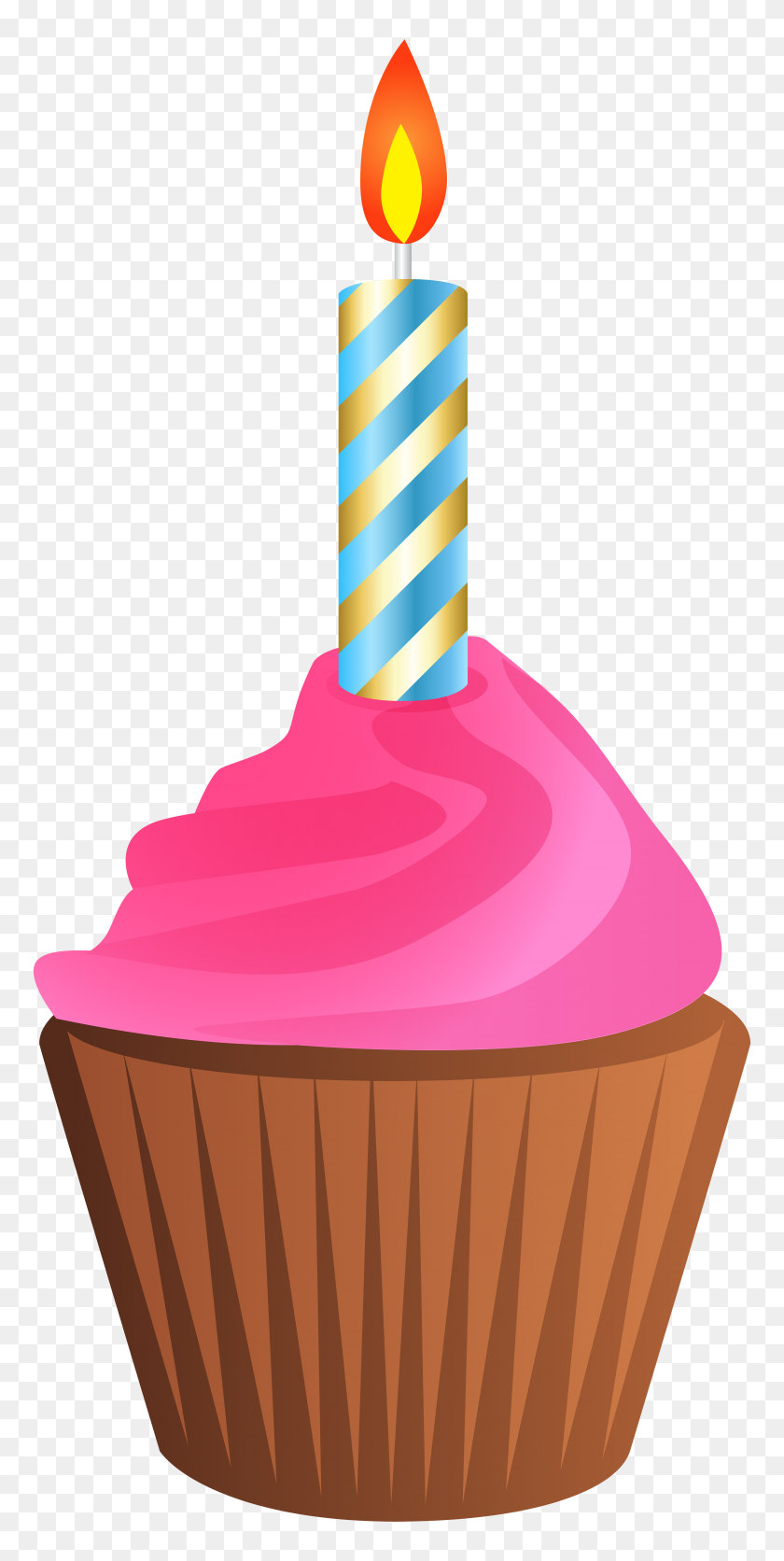 3869x8000 Birthday Muffin With Candle Transparent Clip Art Gallery - Muffin Clipart