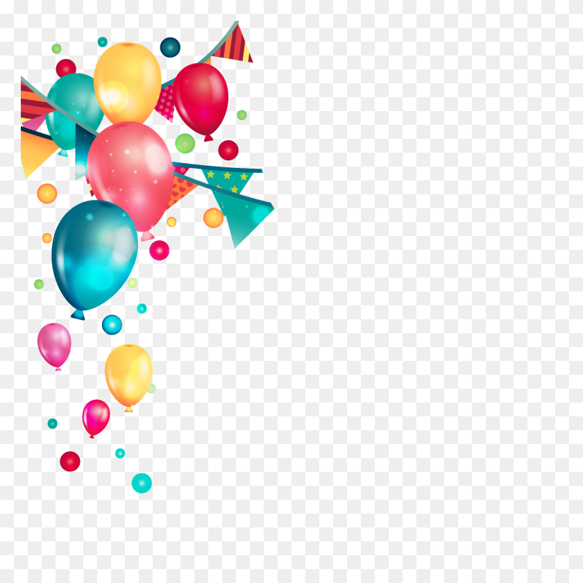 1667x1667 Birthday Party Balloons Png Vector, Clipart - Birthday Background PNG