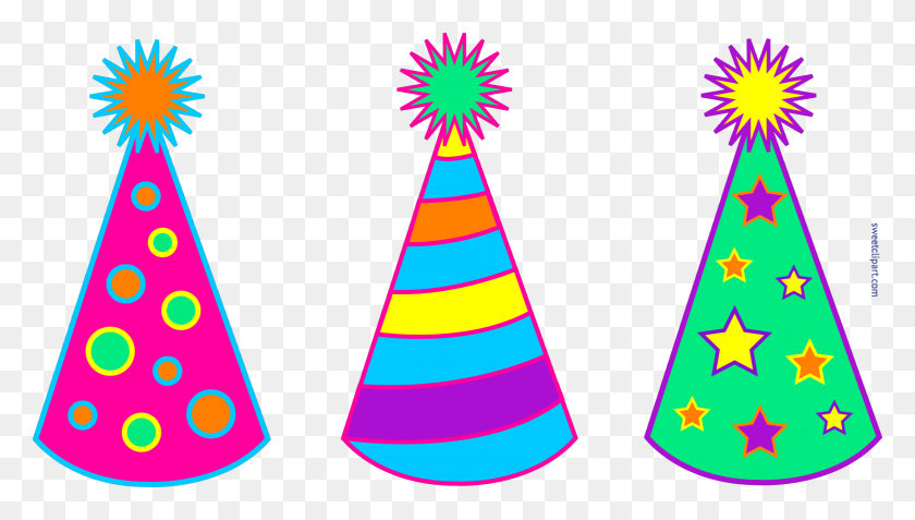 6547x3502 Birthday Party Hats Set Clip Art - Party Food Clipart