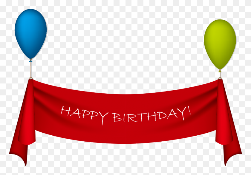 969x655 Birthday Ribbon Greeting Card Clip Art - Happy Birthday Banner Clipart