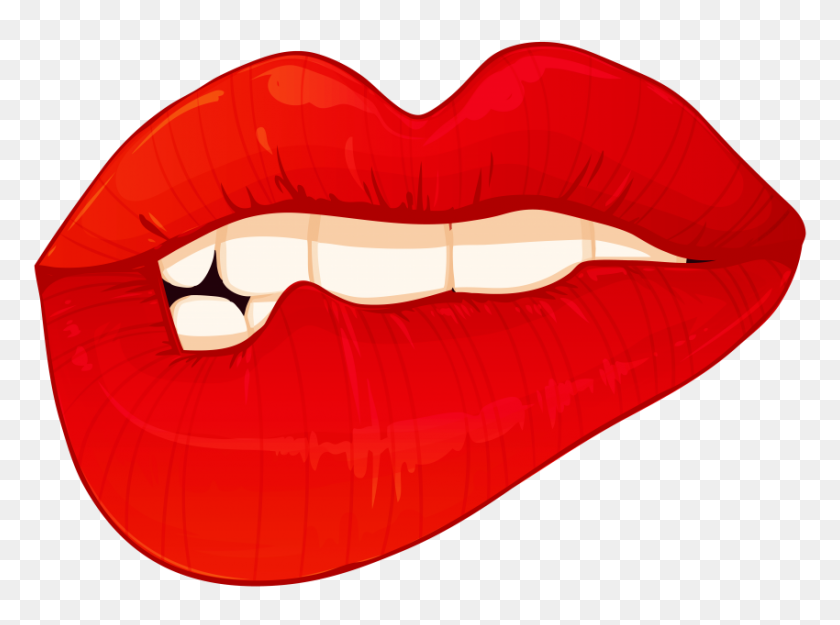 850x616 Biting Lips Png - Red Lips PNG