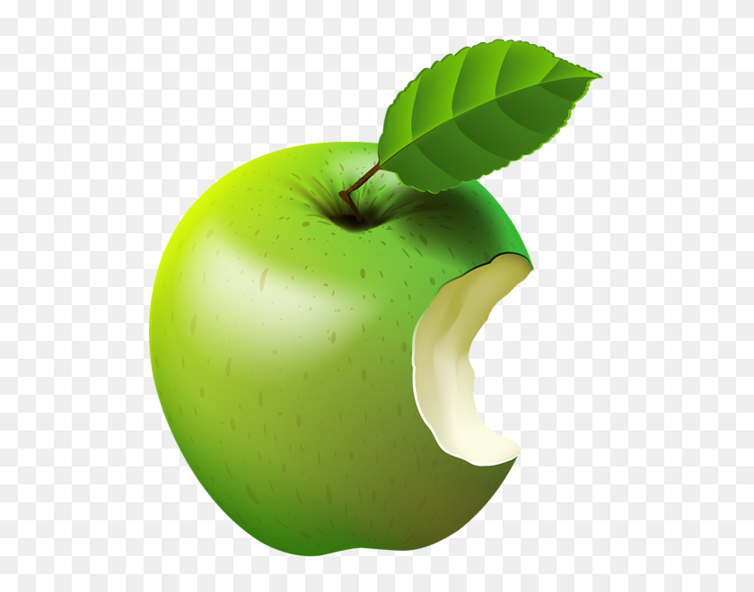 511x600 Bitten Apple Green Transparent Clip Art Image Clipart - Bitten Apple Clipart