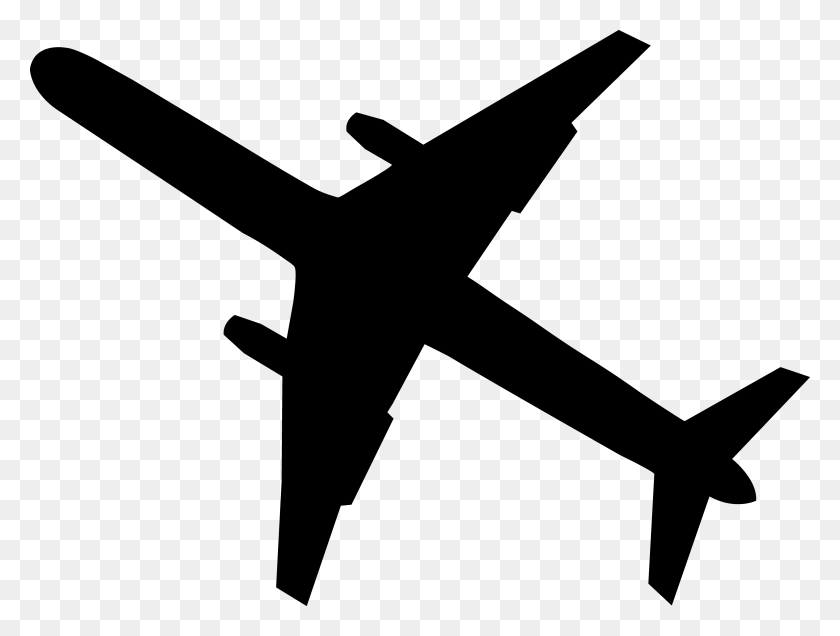 4183x3090 Black Airplane Silhouette - Transportation Clipart Black And White