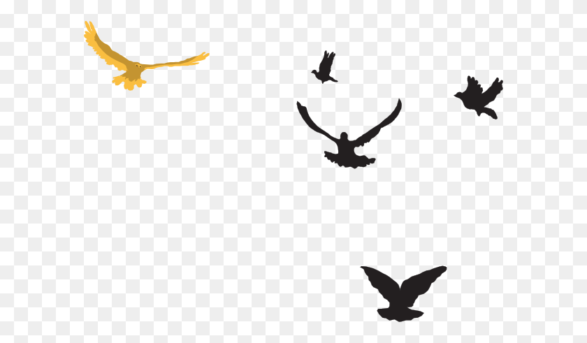 600x431 Black And Gold Birds In The Distance Clip Art - Distance Clipart