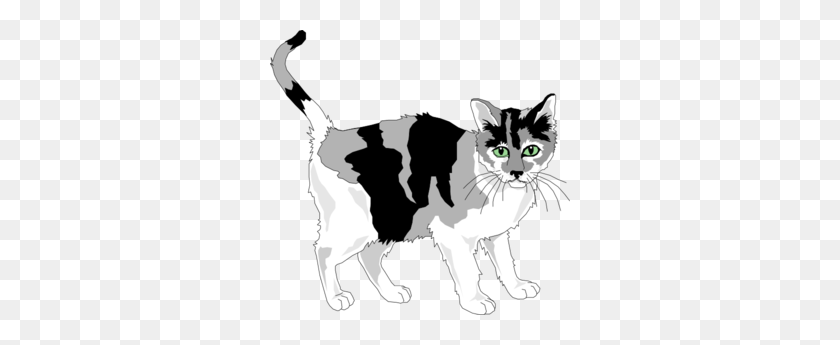 300x285 Black And Gray Cat Clip Art - Clipart Black And White Cat