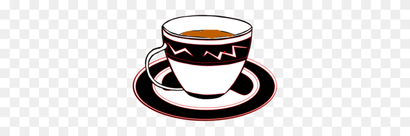 297x219 Black And Red Cup With Tea Clip Art - Caffeine Clipart